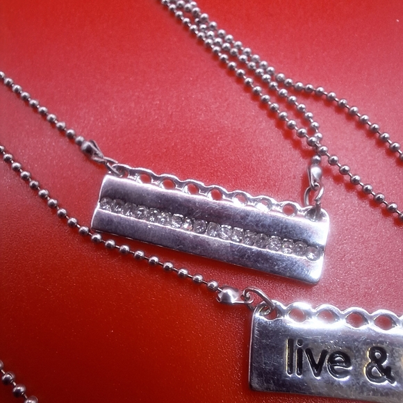 Christopher and Banks 3 three tiered necklace live & love and rhinestone - Picture 8 of 10